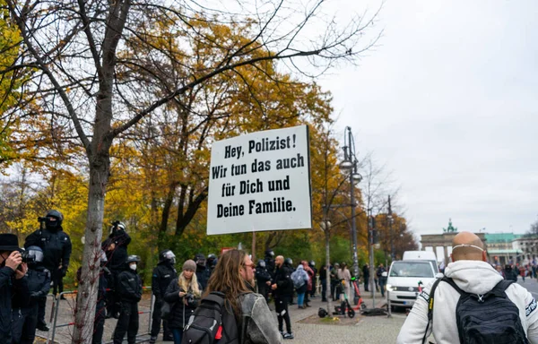 Berlinn Alemania Noviembre 2020 Berlin Alemania 2020 Manifestación Berlín Con — Foto de Stock