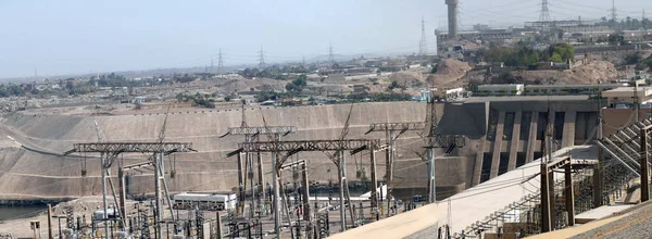 Aerial Panoramic Shot Aswan Embankment Dam Aswan Egypt — Stock Photo, Image