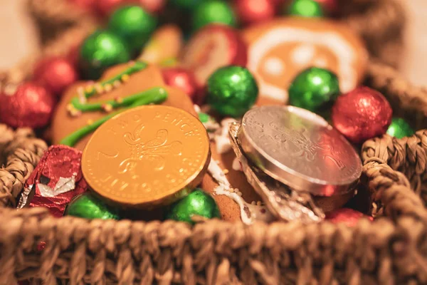 Selective Focus Shot Candies Basket — Stock Photo, Image