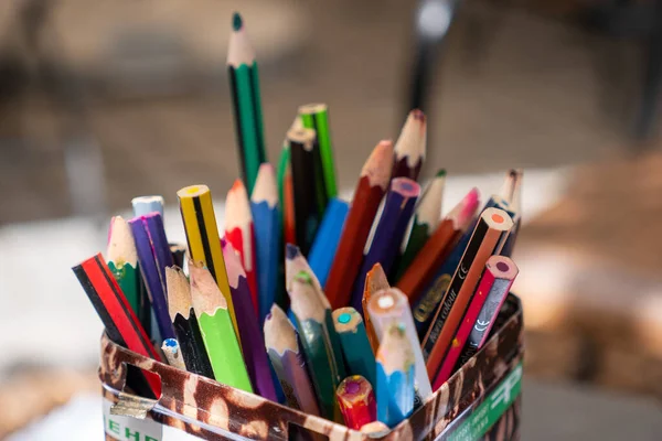 Colorful Drawing Pencils Box — Stock Photo, Image
