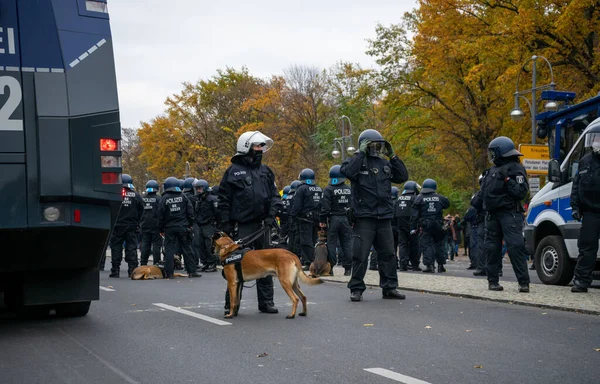 Berlinn Německo Listopadu 2020 Berlín Německo 2020 Demo Berlíně Policií — Stock fotografie
