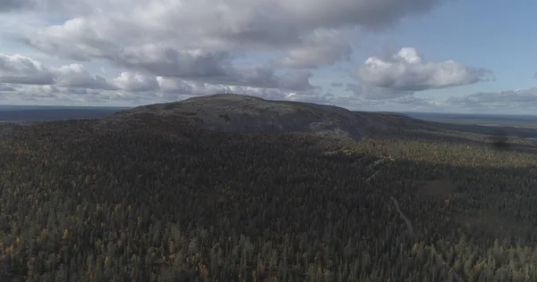 Flygfoto Ounastunturit Fjäll Delvis Solig Dag Muonio Lappland Finland Drönare — Stockfoto