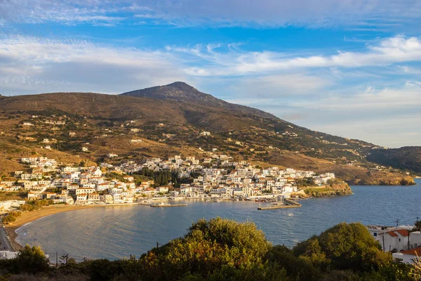 Resort Batsi Greek Cycladic Island Andros Light Setting Evening Sun — Stock Photo, Image