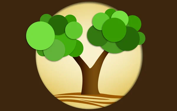 Иллюстрация Концепции Зеленого Леса Коричневом Фоне — стоковое фото