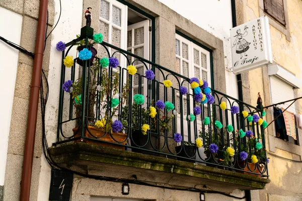 Arouca Portugal 2019 Super Bonito Primer Plano Balcón Decorado Con — Foto de Stock