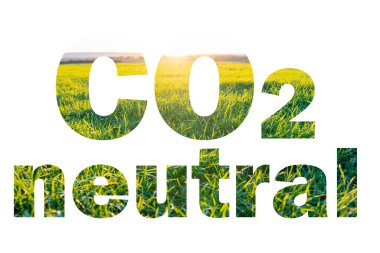 'CO2 neutral' on a background of a field - carbon neutrality concept. clipart