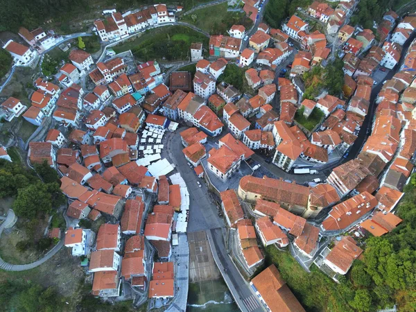 Een Luchtfoto Van Cudillero Een Prachtig Kustplaatsje Asturië Bij Galicië — Stockfoto