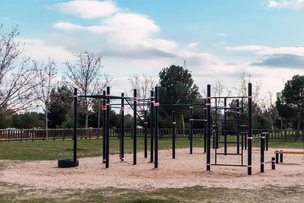 Beautiful Shot Monkey Bars Cloudy Sky Background — Stock Photo, Image