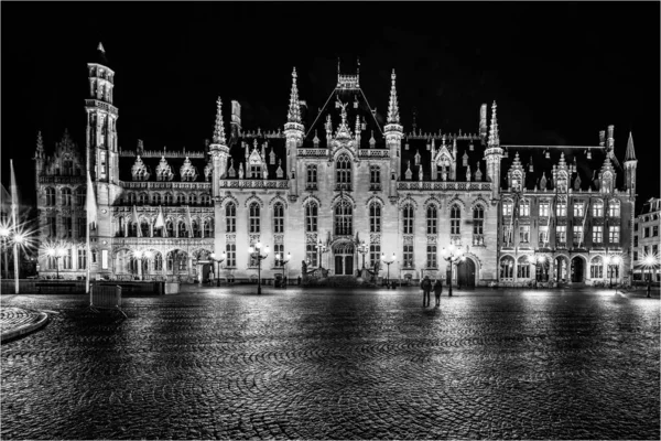 Een Grijze Opname Van Het Stadhuis Van Brugge België — Stockfoto