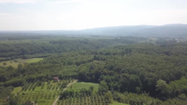 Die Landwirtschaftlichen Felder Wälder Srebrenik Bosnien Und Herzegowina Einem Sonnigen — Stockvideo