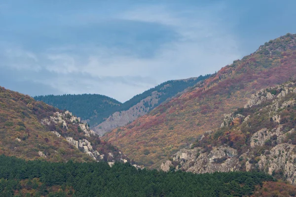 Hermoso Plano Paisaje Valle Con Coloridas Montañas Árboles — Foto de Stock