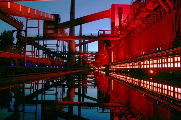 Essen Germany Ocak 2021 Zeche Zollverein Illuminiert Bei Nacht Welterbe — Stok fotoğraf