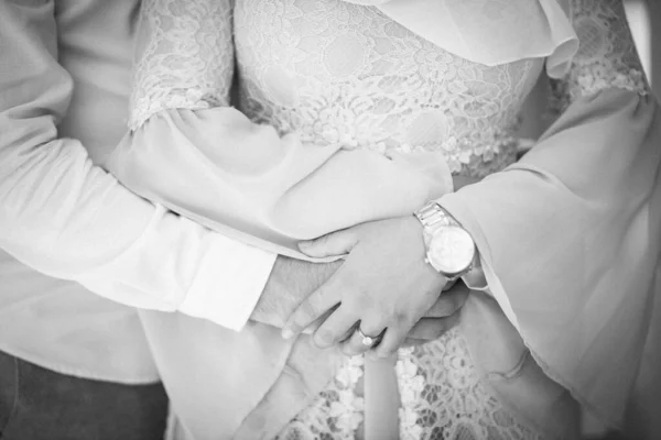 Casal Casamento Com Cabelos Brancos Longos — Fotografia de Stock