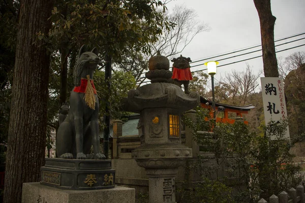 Une Belle Vue Sur Les Statues Sanctuaire Fushimi Inari Situé — Photo