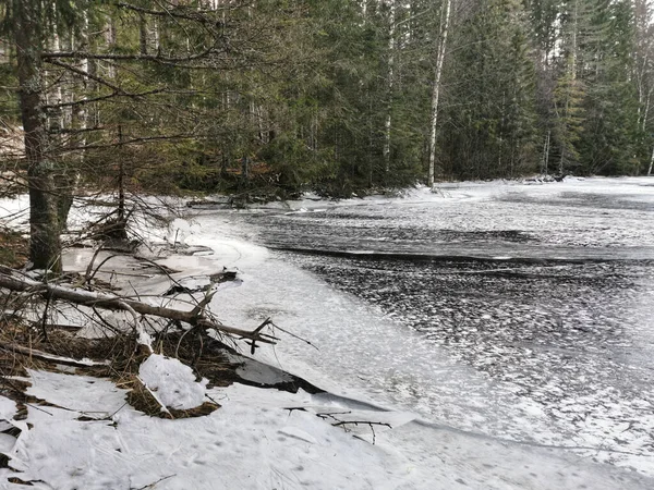 Paysage Enneigé Dans Rivière Montagne Siljan Norvège — Photo