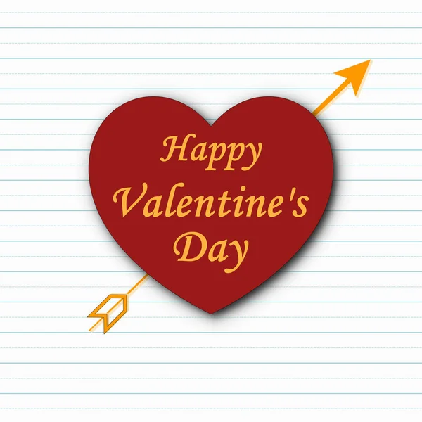 Illustration Happy Valentine Day Written Red Heart Arrow Striped Background — Stock Photo, Image