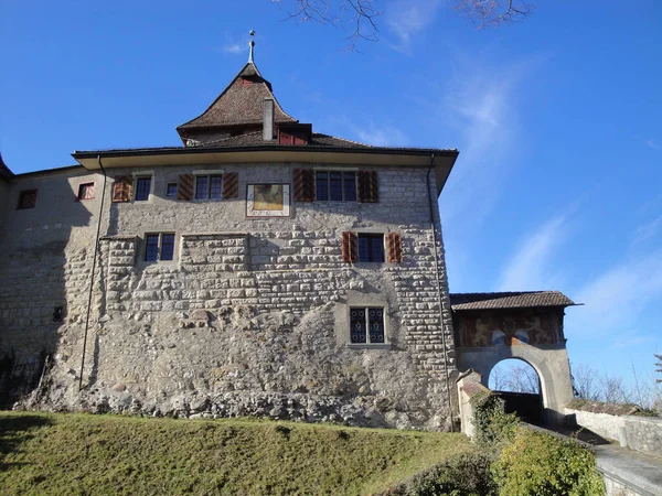 Außenansicht Von Schloss Kyburg Bei Winterthur Kanton Zürich Schweiz Beliebtes — Stockfoto