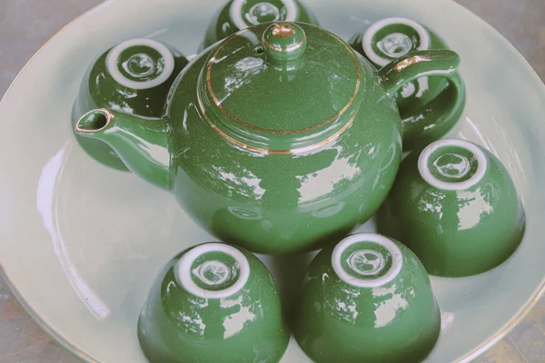 茶杯一种传统的 绿色的茶杯的特写 — 图库照片