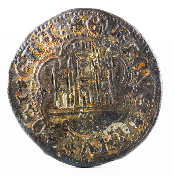 Primer Plano Una Antigua Moneda Lana Medieval Del Rey Enrique — Foto de Stock