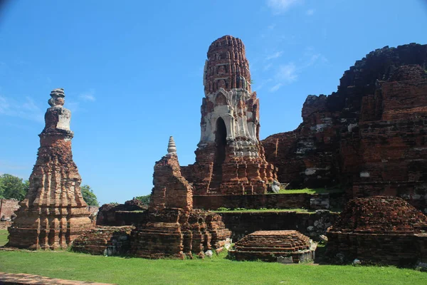 Primer Plano Del Wat Mahathat Templo Buddhist Ayutthaya Tailandia Central —  Fotos de Stock
