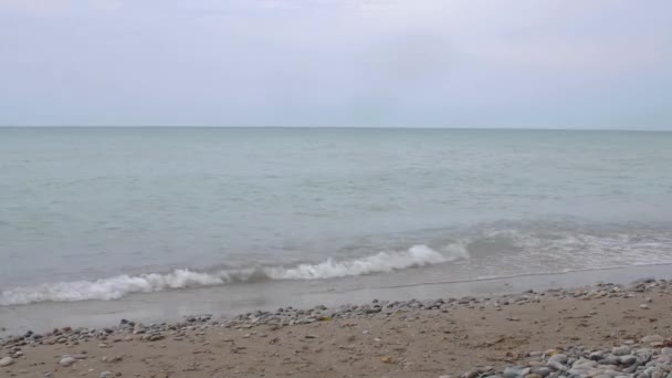 Playa Arena Mar Ondulado Día Soleado — Vídeo de stock