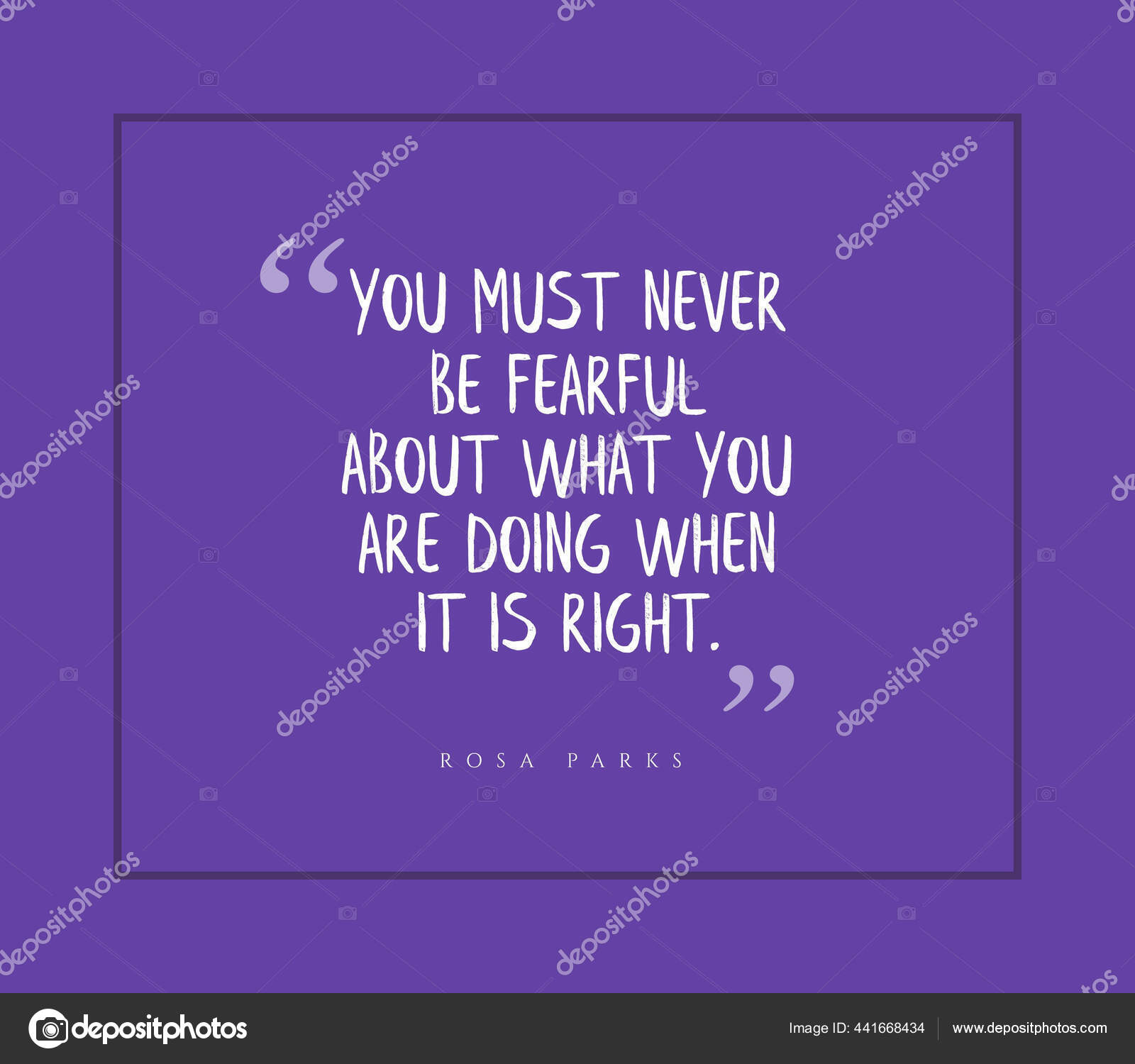 Inspirational Quote Rosa Parks Purple Background Never Fearful Doing What Stock Photo By C Wirestock