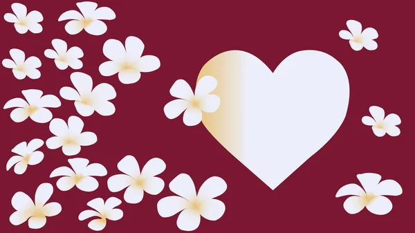 Egy Illusztráció Egy Fehér Szív Sakura Virágok Elszigetelt Vörös Alapon — Stock Fotó