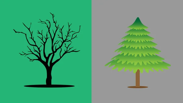 Μια Απεικόνιση Ενός Γυμνού Δέντρου Και Ενός Πεύκου Έννοια Των — Φωτογραφία Αρχείου