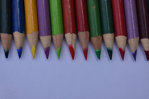Egy Közeli Felvétel Színes Ceruzákról — Stock Fotó
