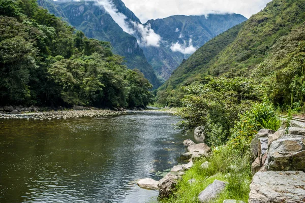 Una Hermosa Toma Río Rodeado Bosque Montañoso —  Fotos de Stock