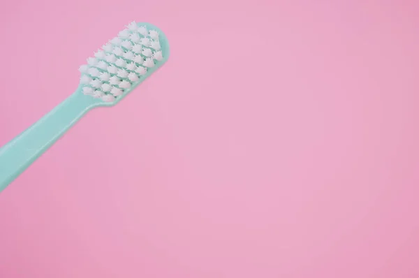 Closeup Clean Toothbrush Isolated Pink Background — Stock Photo, Image