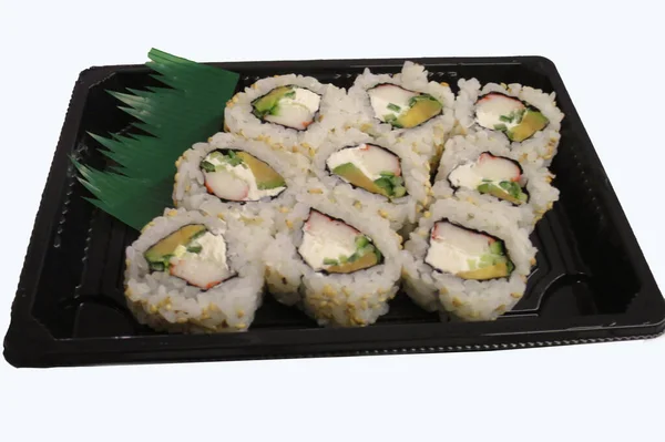Různé Sushi Transportní Prodejní Nádobě — Stock fotografie