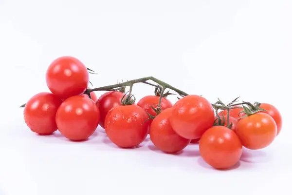 Closeup Fresh Cherry Tomatoes Isolated White Background — Stock Photo, Image