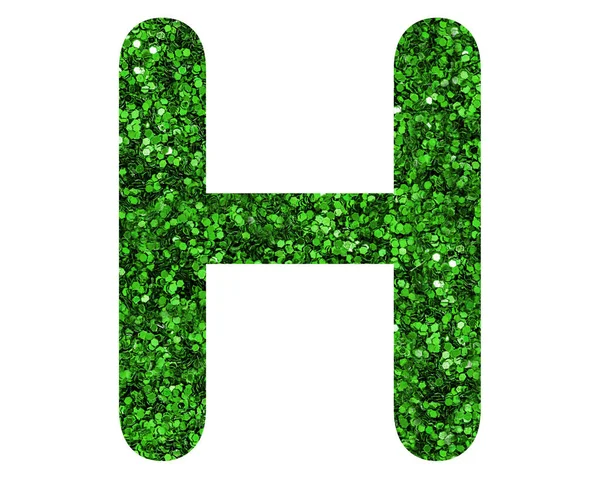白色孤立背景上闪闪发光的绿色字母H — 图库照片