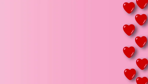 Рендеринг Красных Сердец Розовом Фоне Копирайтом Тема Дня Святого Валентина — стоковое фото