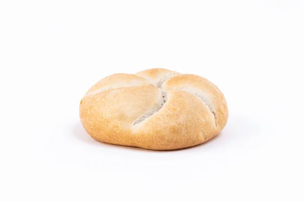 Een Close Van Een Vers Gebakken Witbrood Broodje Geïsoleerd Een — Stockfoto