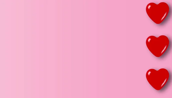 Рендеринг Красных Сердец Розовом Фоне Копирайтом Тема Дня Святого Валентина — стоковое фото