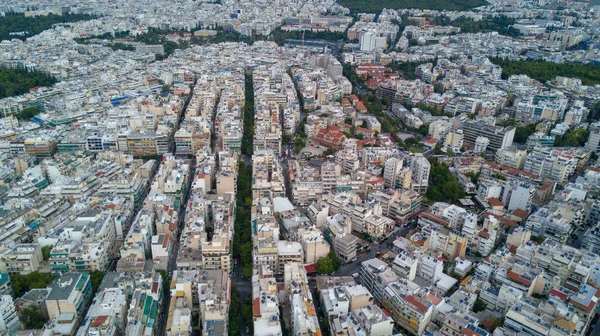 Una Vista Del Dron Los Edificios Atenas Bajo Luz Del —  Fotos de Stock