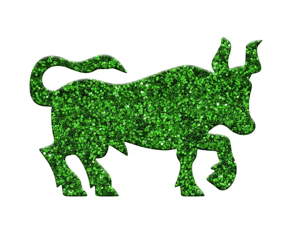 Glittrig Grön Tjur Vit Isolerad Bakgrund — Stockfoto