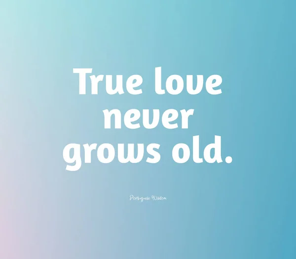 Een Romantisch Citaat True Love Never Grows Old Een Blauwe — Stockfoto