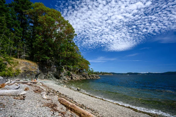 Plage Yeo Point Entourée Verdure Mer Salt Spring Island Canada — Photo