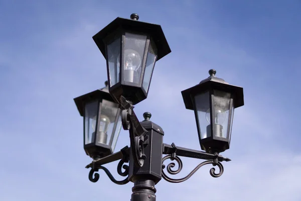 Low Angle Shot Black Street Lamp Dirty Glasses — Stock Photo, Image