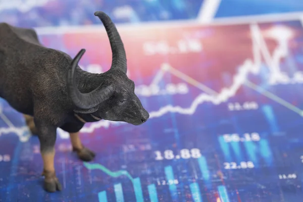Bull Figure Stock Market Chart — Stock Photo, Image
