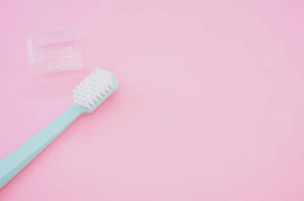 High Angle Shot New Toothbrush Cap Isolated Pink Background — Stock Photo, Image