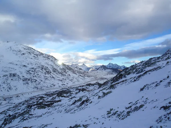 Foto Fascinante Hermosas Montañas Cubiertas Nieve Pontresina Suiza —  Fotos de Stock