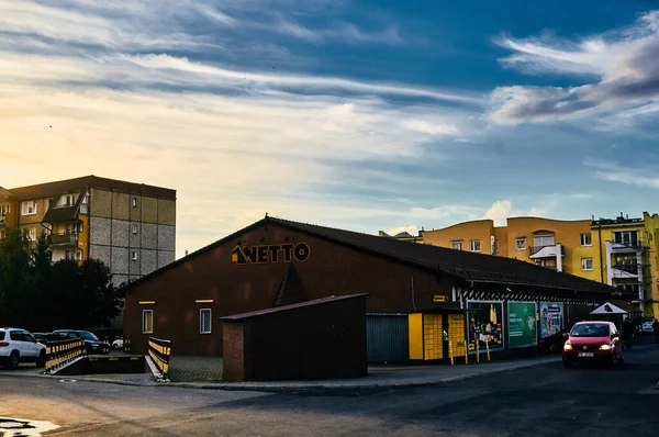 Poznan Polonia Octubre 2017 Edificio Supermercados Netto Distrito Stare Zegrze —  Fotos de Stock