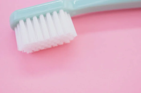 High Angle Shot New Toothbrush Isolated Pink Background — Stock Photo, Image