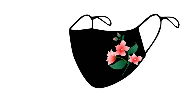 Eine Schwarze Gesichtsmaske Mit Blumenmuster Isoliert Auf Weißem Hintergrund — Stockfoto