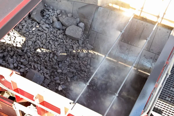 Processo Mineração Carvão Céu Aberto Com Equipamentos — Fotografia de Stock