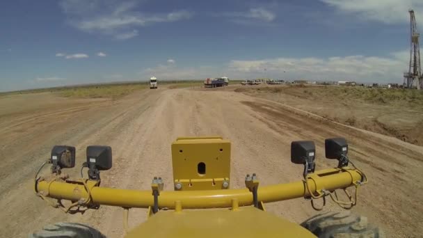 Front View Heavy Equipment Moving Industrial Field — Stok video